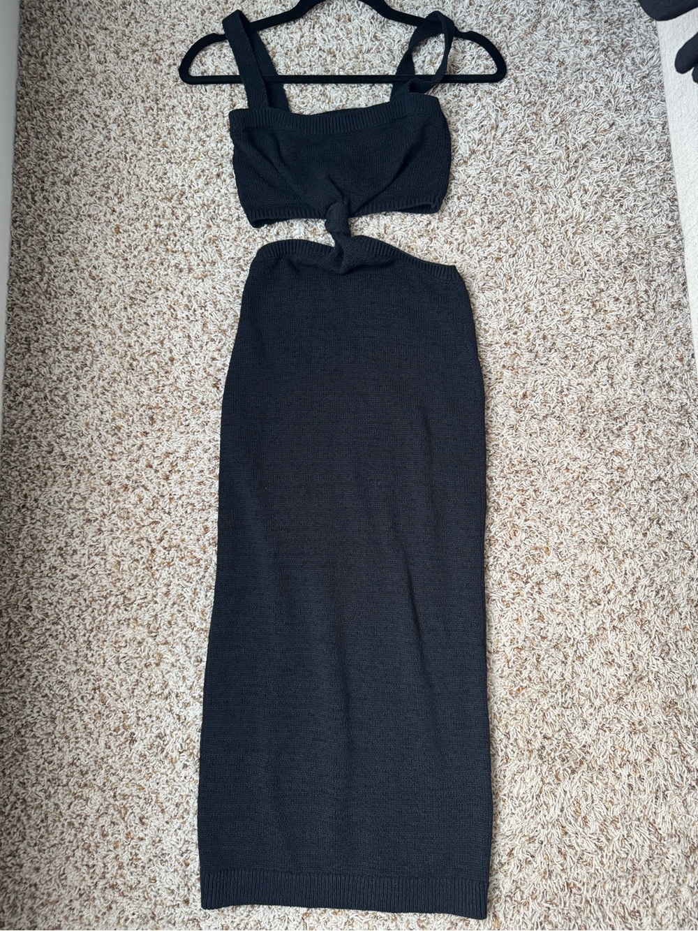 Express Black Knit Cutout Dress with Twist Front